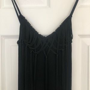 Vintage Italian Fringe Black Mini Dress